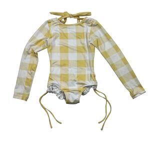 Wildling Well Dressed Wolf Yellow Gingham Rashguard Swimsuit